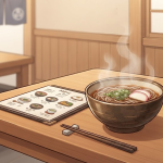 Kake soba name meaning Japanese restaurant menu and warm kake soba bowl