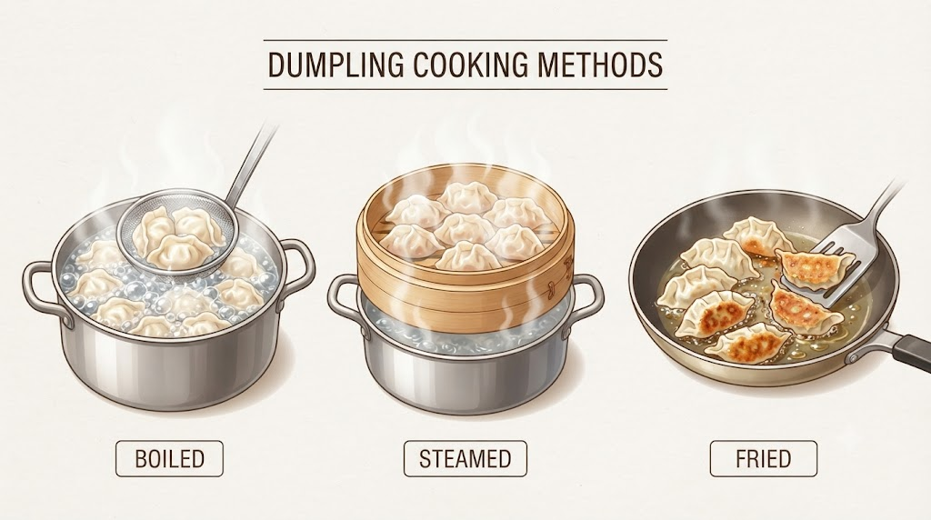 mulmandu name meaning illustration comparing how mulmandu steamed mandu and gunmandu are cooked
