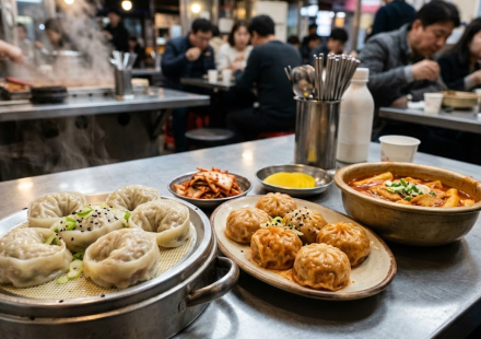 meat mandu name meaning meat mandu and kimchi mandu served on a bunsik table