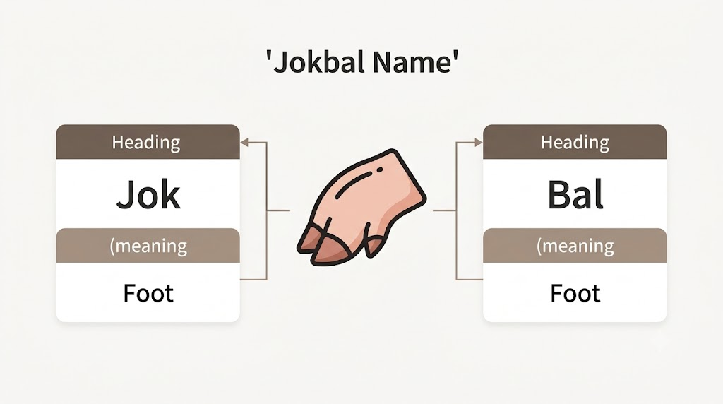 jokbal name meaning illustration showing the repeated foot meaning in the name jokbal