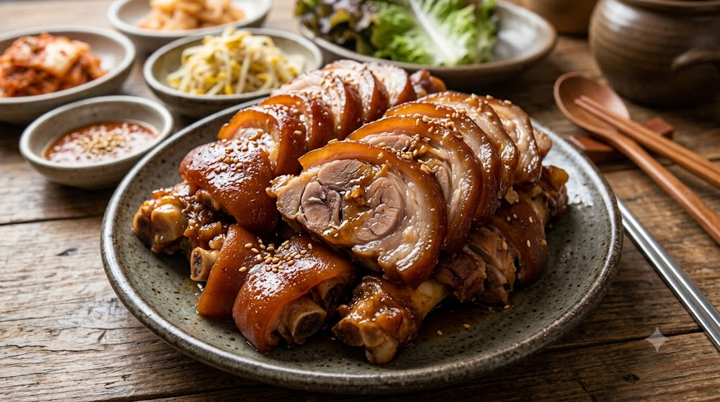jokbal name meaning glossy plate of jokbal cooked in soy-based seasoning