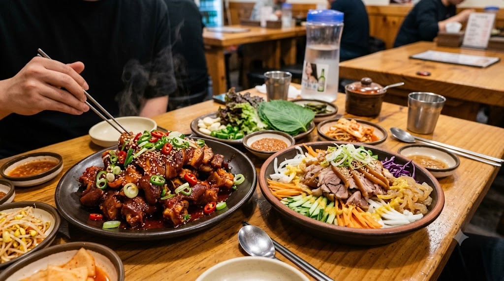 jokbal name meaning restaurant table with spicy jokbal and cold jokbal